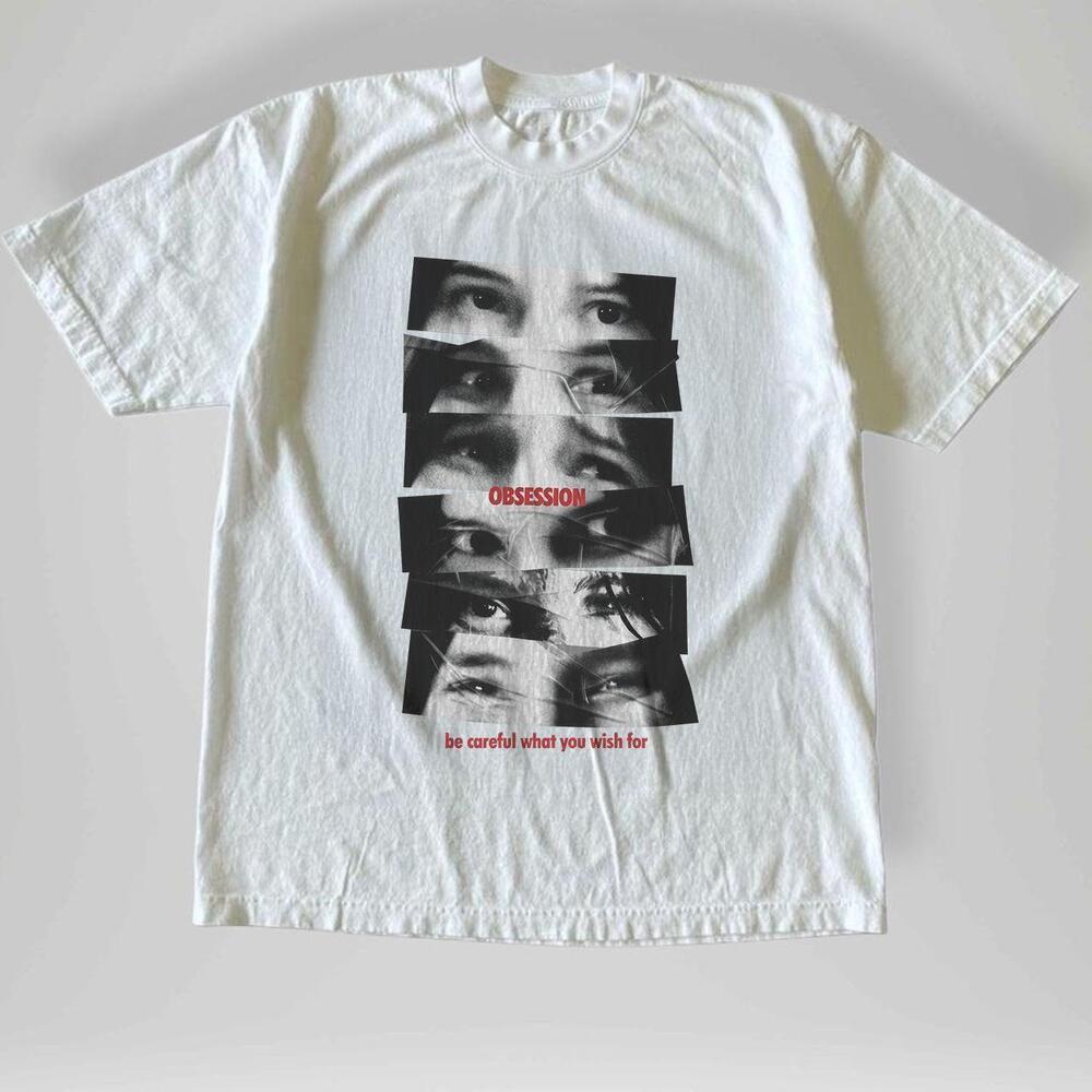 Obsession Eyes Be Careful What You Wish For Gothic White Graphic T-Shirt